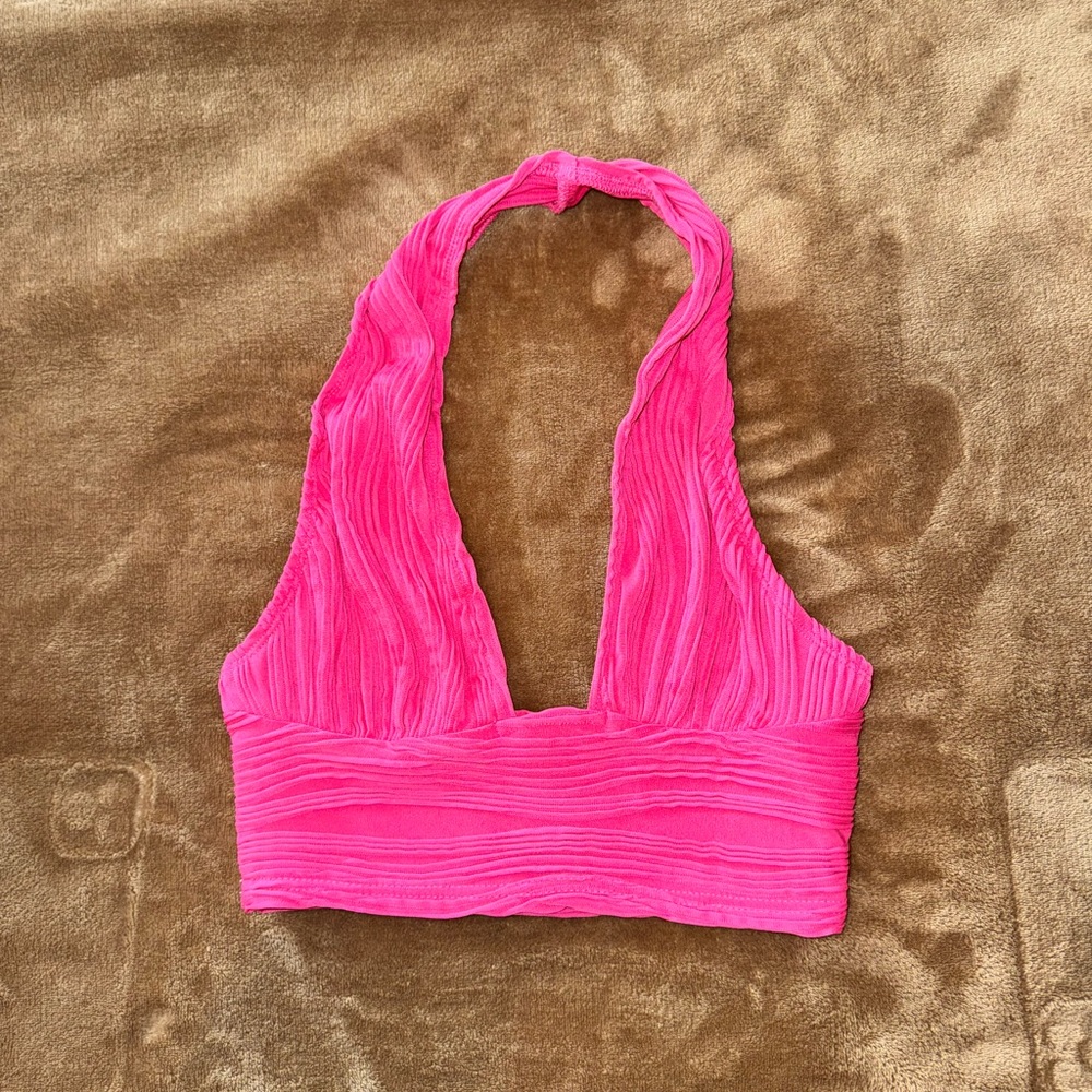 Pink halter bralette top